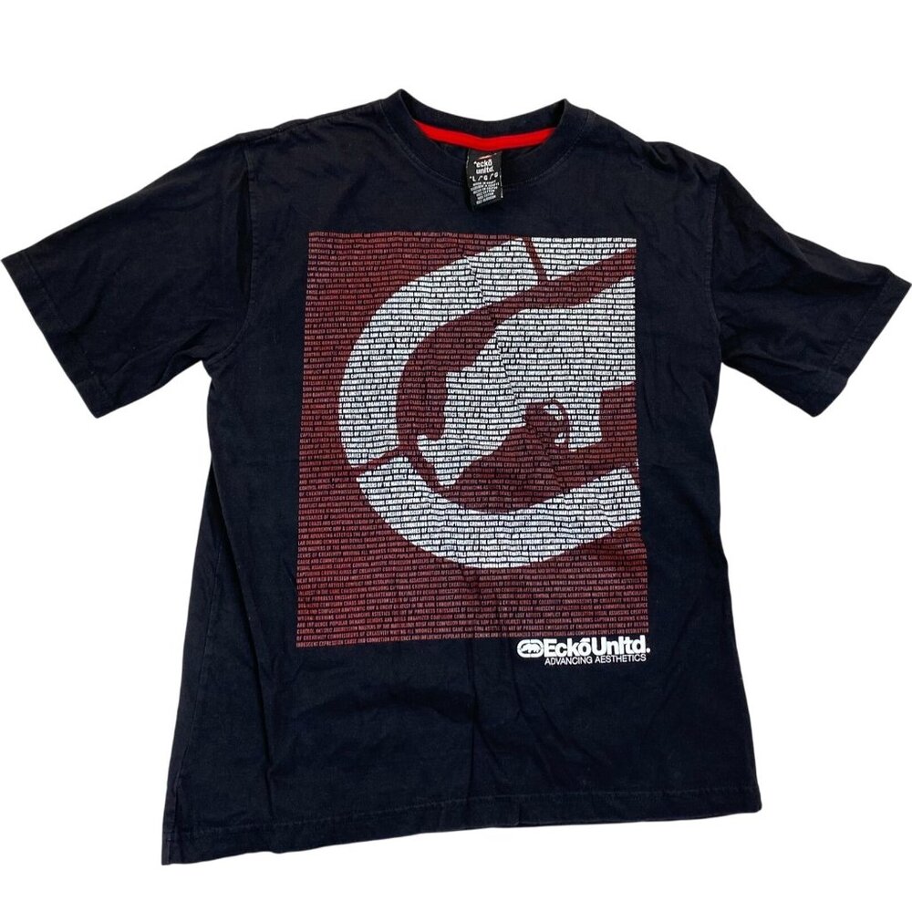 Ecko Unltd Mens Black & Red Graphic T-Shirt L 100% Cotton